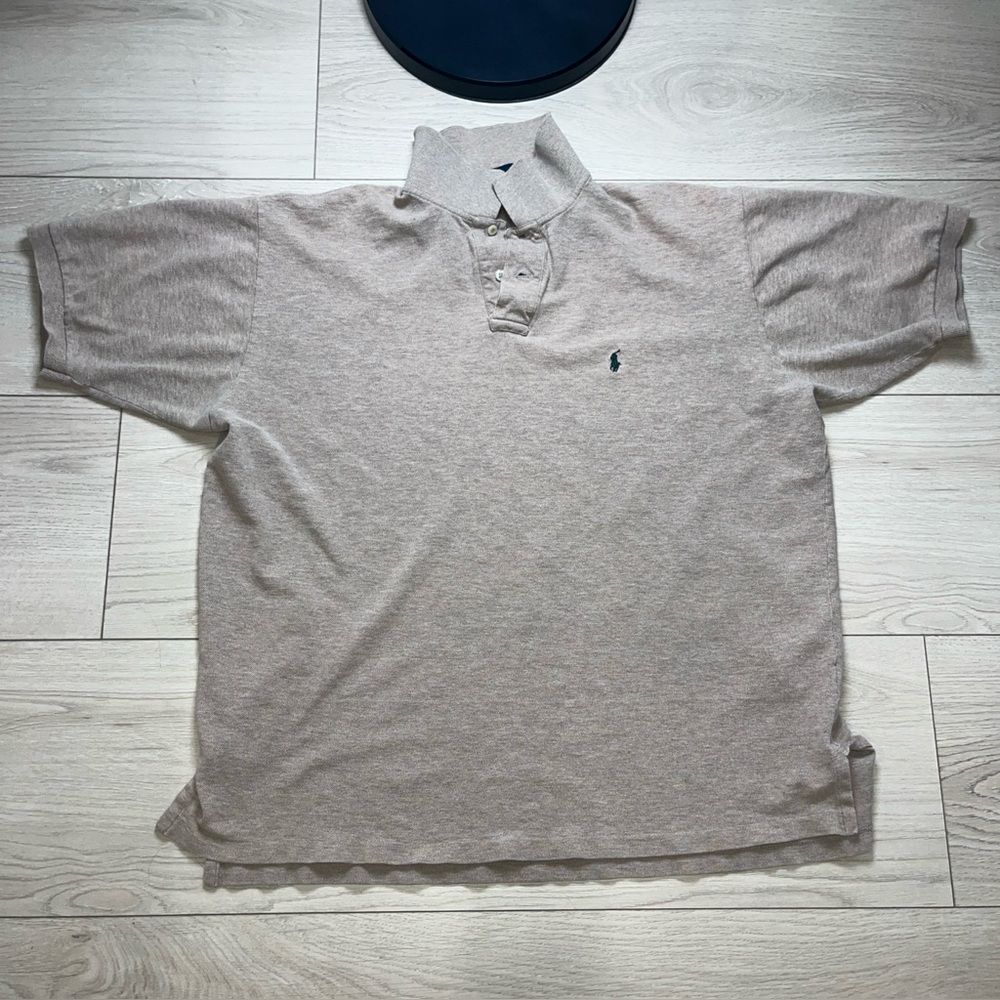 Polo Ralph Lauren Polo Shirt Men’s XL Tan with Green Horse Short Sleeve - Picture 2 of 7